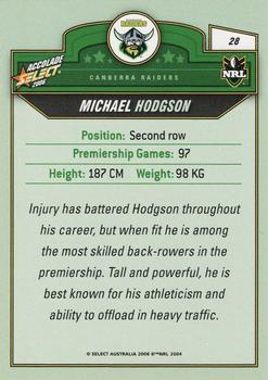 2006 Select Accolade #28 Michael Hodgson Back